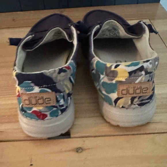 Hey Dudes, Size 7 Medium blue color with a splash of colorful design on the back - Picture 2 of 6